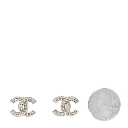 Chanel Crystal Timeless CC Earrings Light Gold 2 of 5
