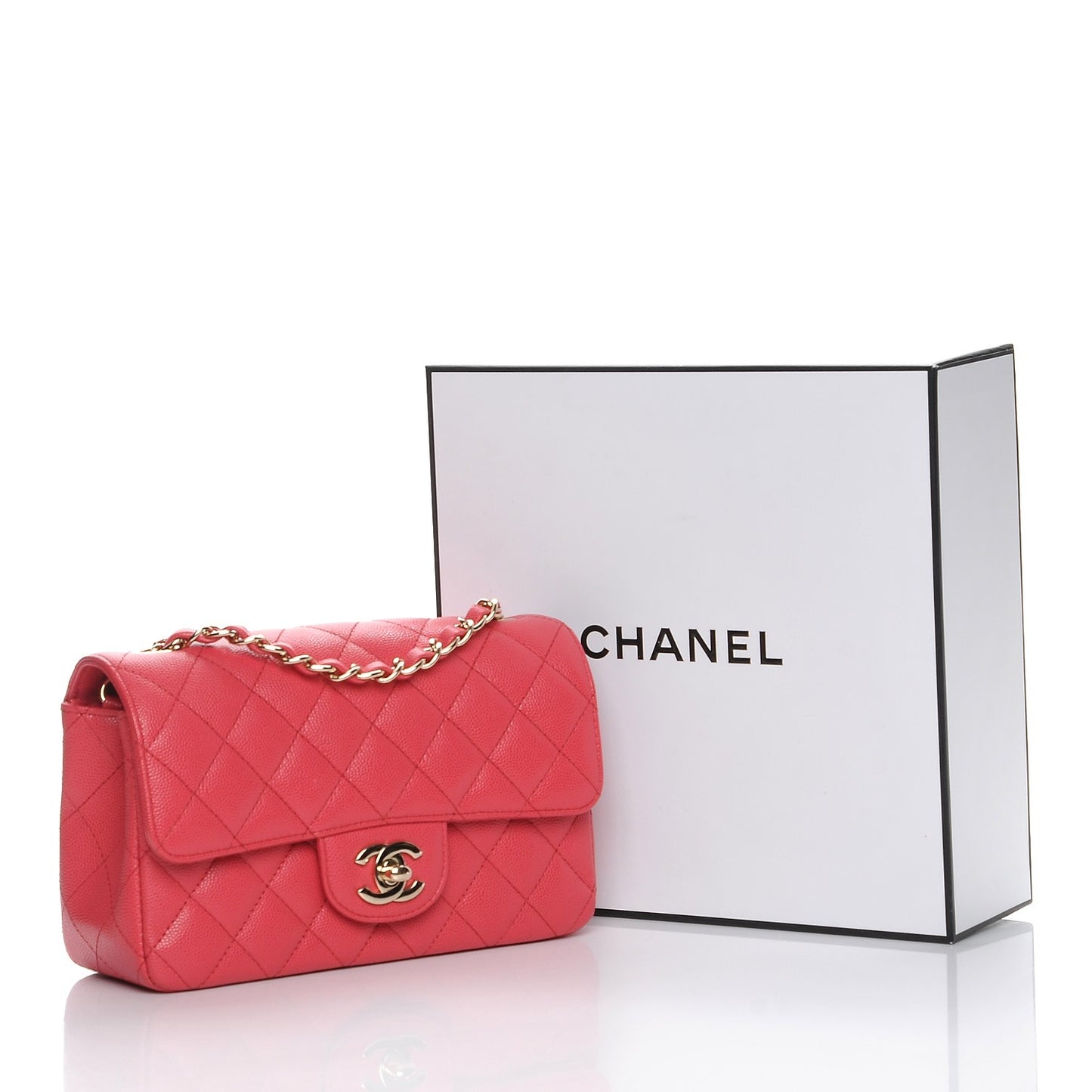 Caviar Quilted Mini Rectangular Flap Pink