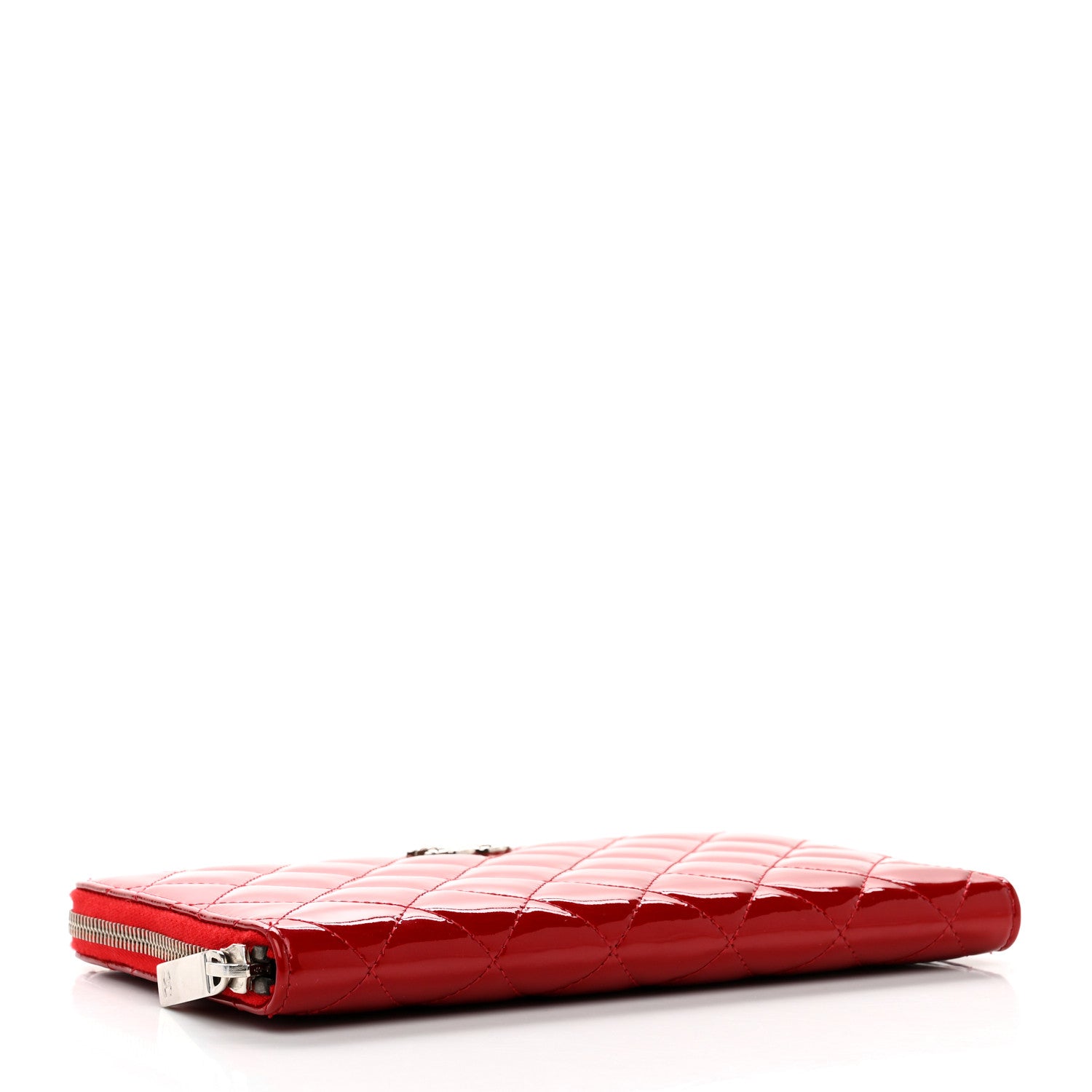 Chanel Patent Quilted Large Brilliant Zip Around Organizer Wallet Red 4 of 10