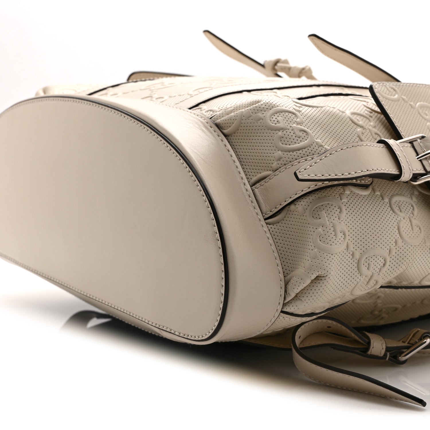 Gucci Piuma Calfskin Jumbo GG Embossed Double Buckle Backpack Mystic White 10 of 10