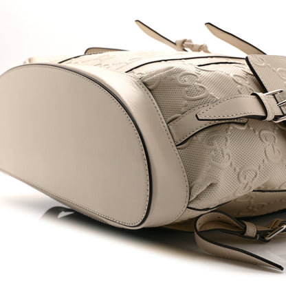 Gucci Piuma Calfskin Jumbo GG Embossed Double Buckle Backpack Mystic White 10 of 10