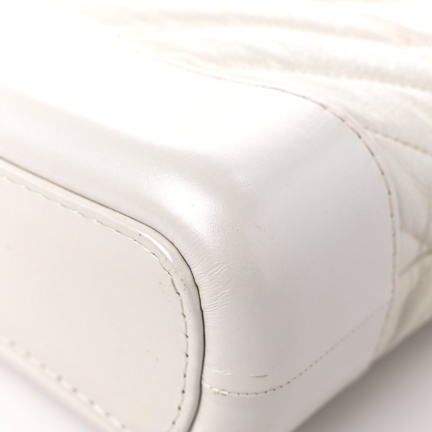 Aged Calfskin Chevron Quilted Small Gabrielle Hobo White
