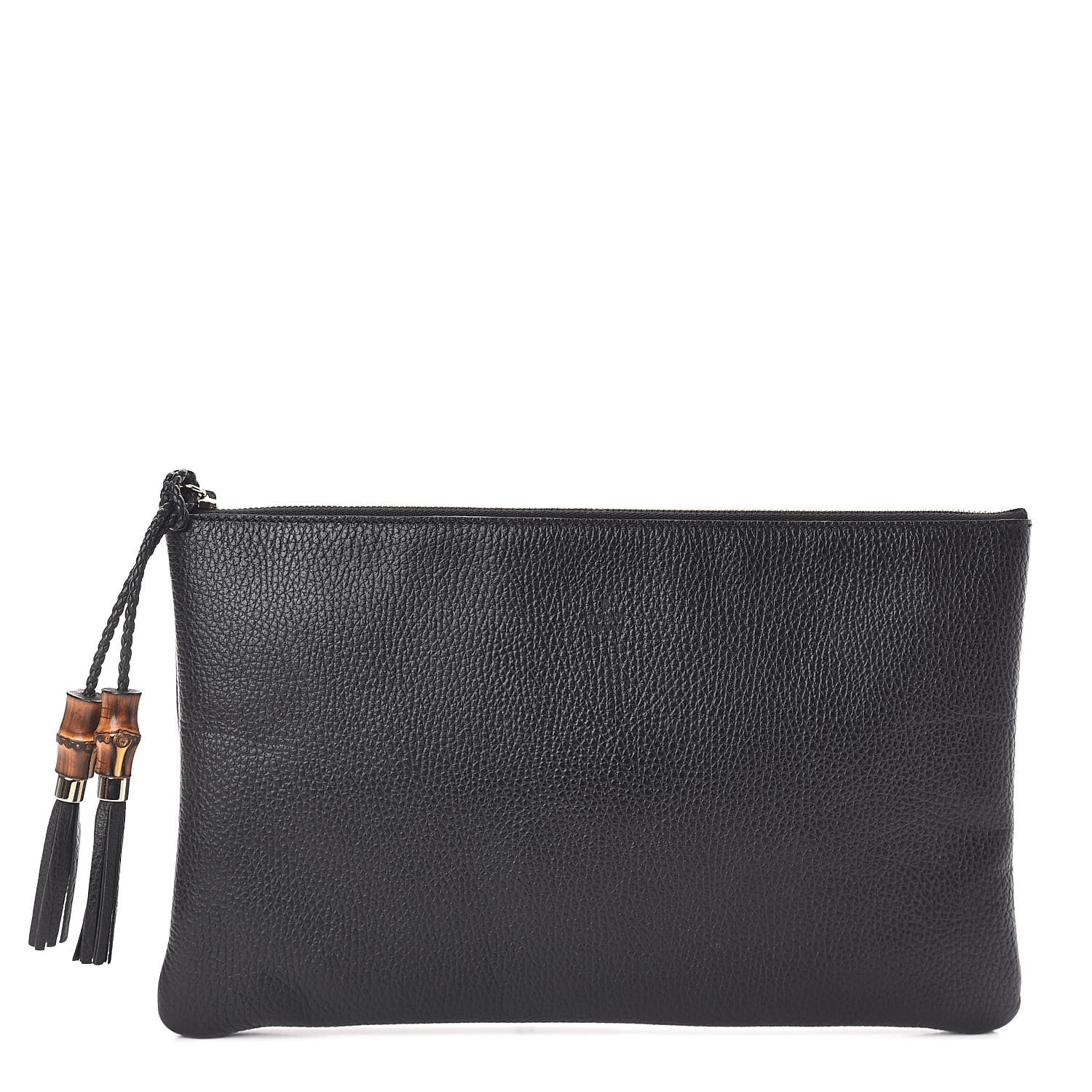 Gucci Pebbled Calfskin Large Bamboo Clutch Black 1 of 7