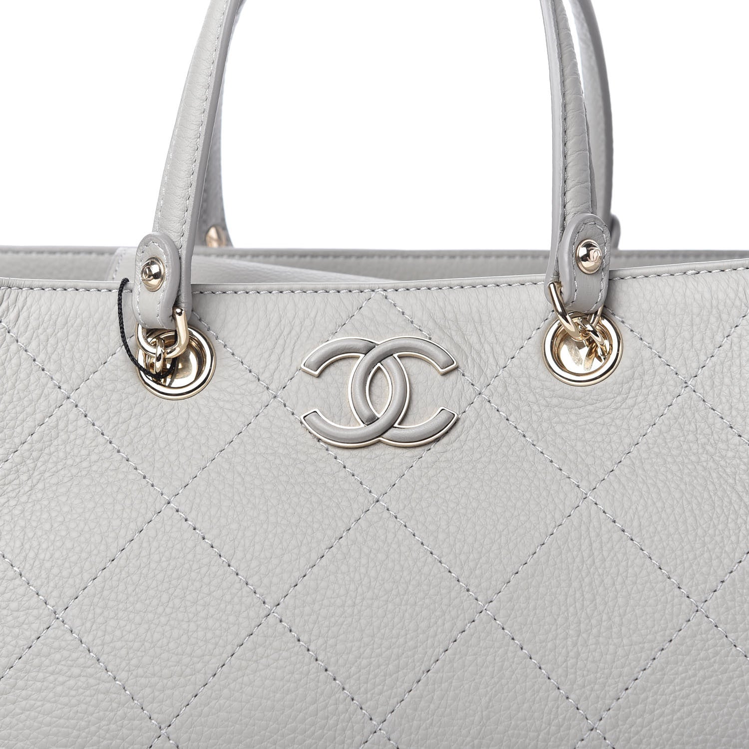 Chanel Bullskin Stitched Small Shopping Bag Grey 10 of 10