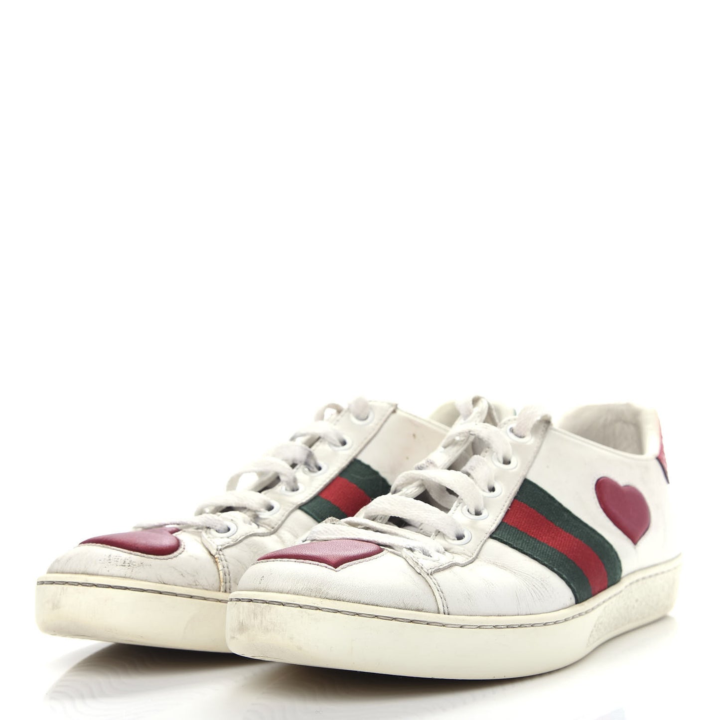 Calfskin Ayers Web Heart Embroidered Womens Ace Sneakers 35.5 White