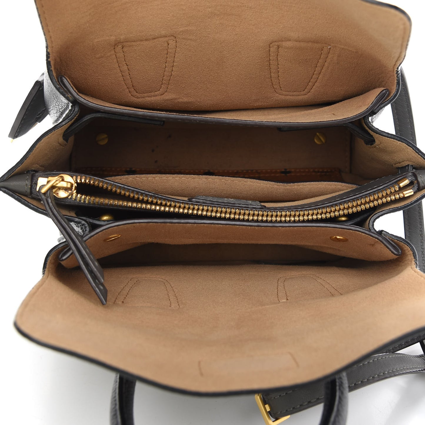 Grained Calfskin Mini Milla Tote Phantom Grey