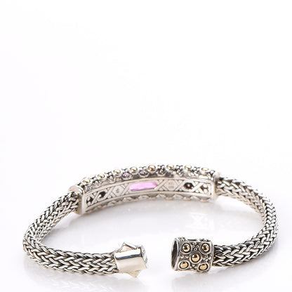 John Hardy Sterling Silver 18K Yellow Gold Pink Tourmaline Diamond Batu Sari Bracelet 4 of 9