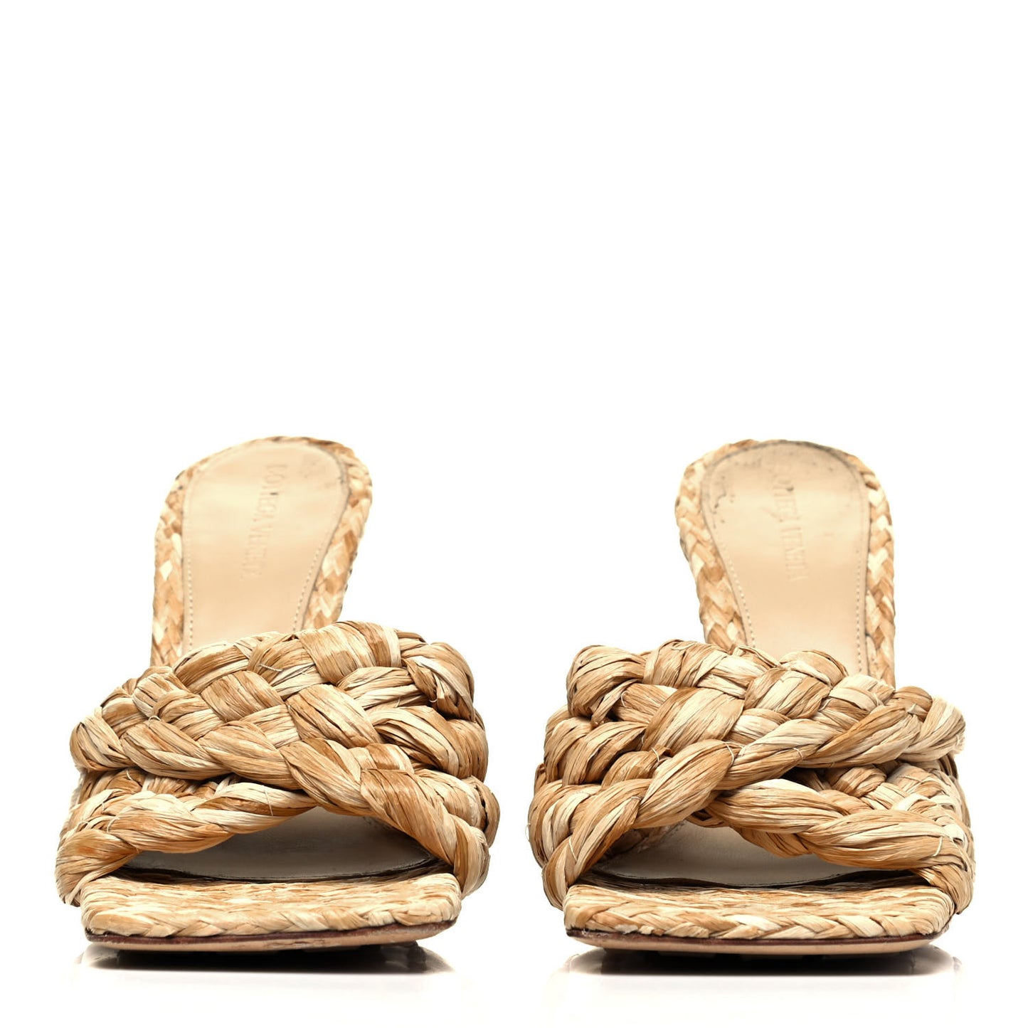 Raffia Twisted Intrecciato Stretch Mule Sandals 40 Macadamia