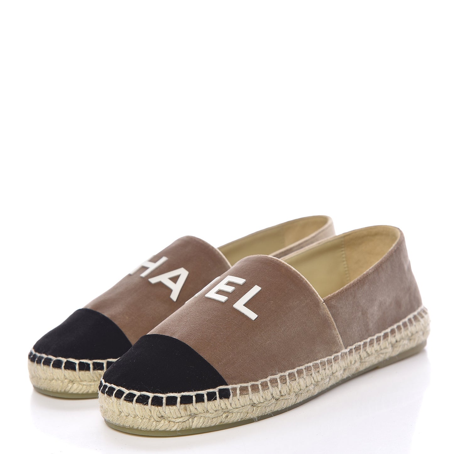 Velvet Logo Espadrilles 36 Beige Black