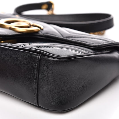 Gucci Calfskin Matelasse Mini GG Marmont Shoulder Bag Black 10 of 19