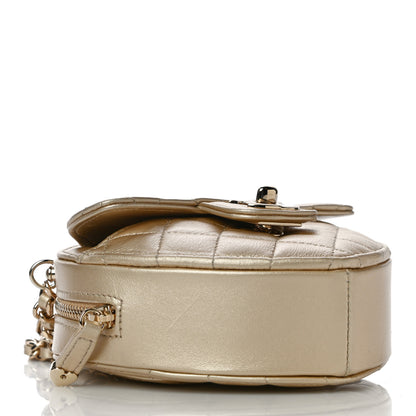Chanel Metallic Lambskin Quilted CC In Love Heart Clutch With Chain Gold 4 of 10