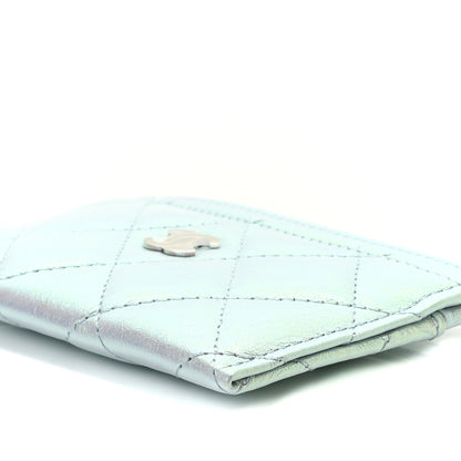 Chanel Iridescent Calfskin Quilted Card Holder Light Blue 5 of 10