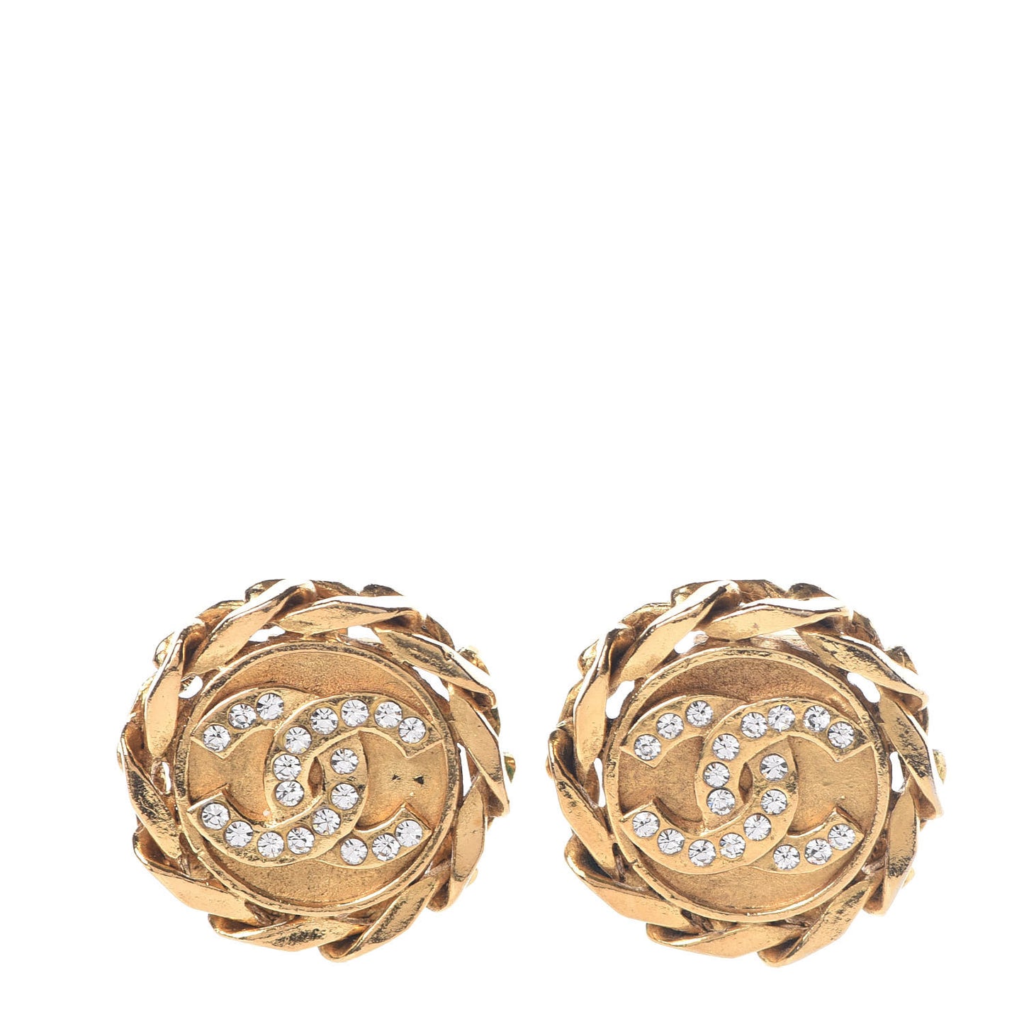 Crystal CC Clip On Earrings Gold