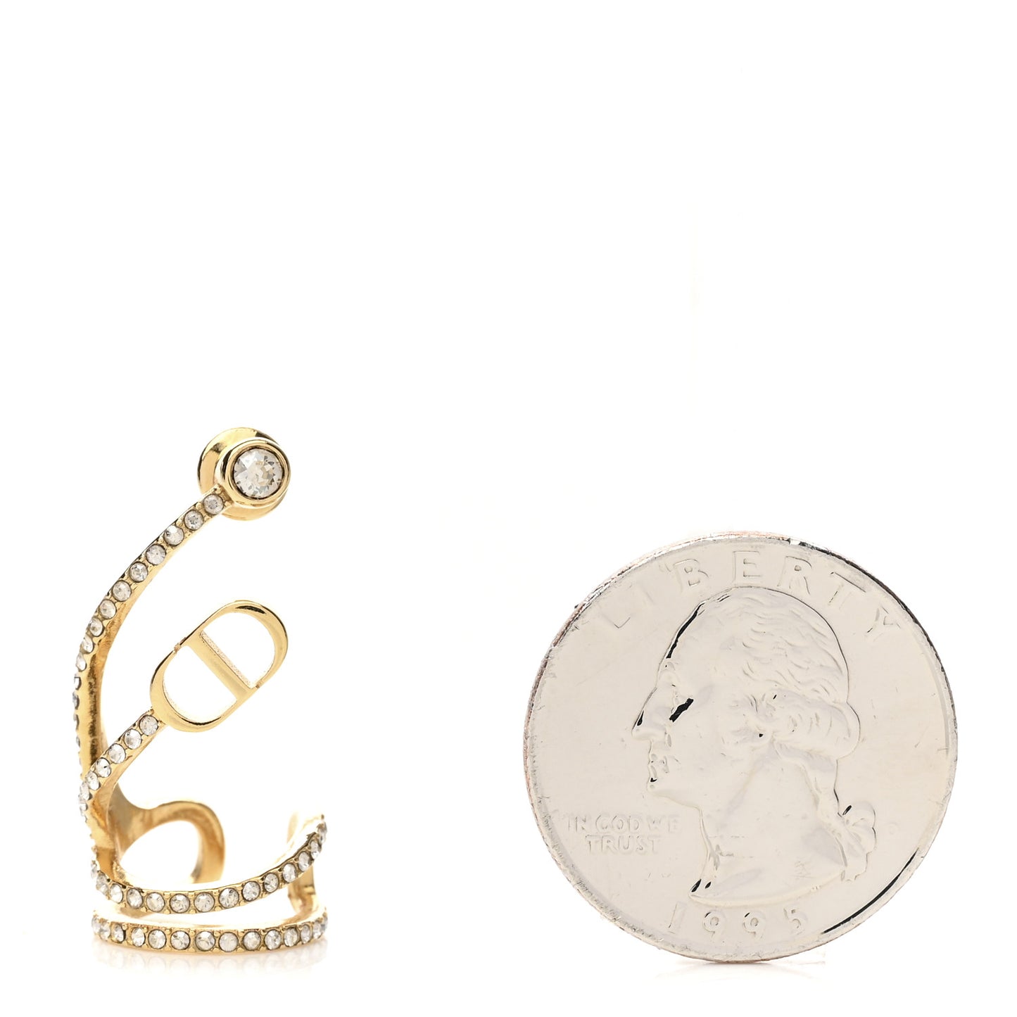 Metal Crystal Petit Rigid CD Ear Jewelry Gold