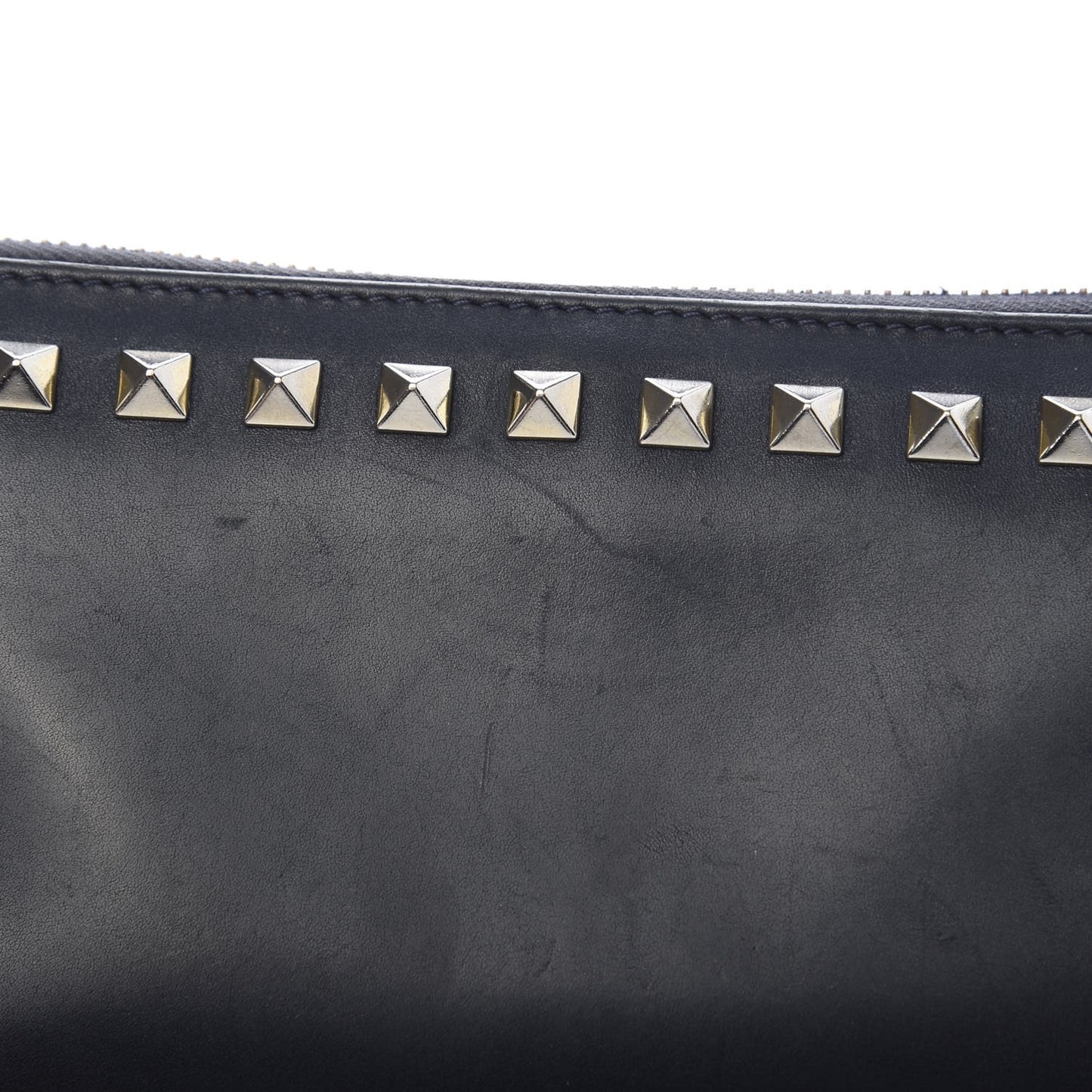 Calfskin Rockstud Zip Around Wallet Marine