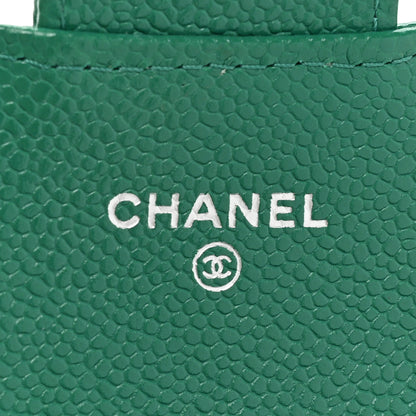 Chanel Caviar Quilted Flap Card Holder Wallet Green 7 of 13