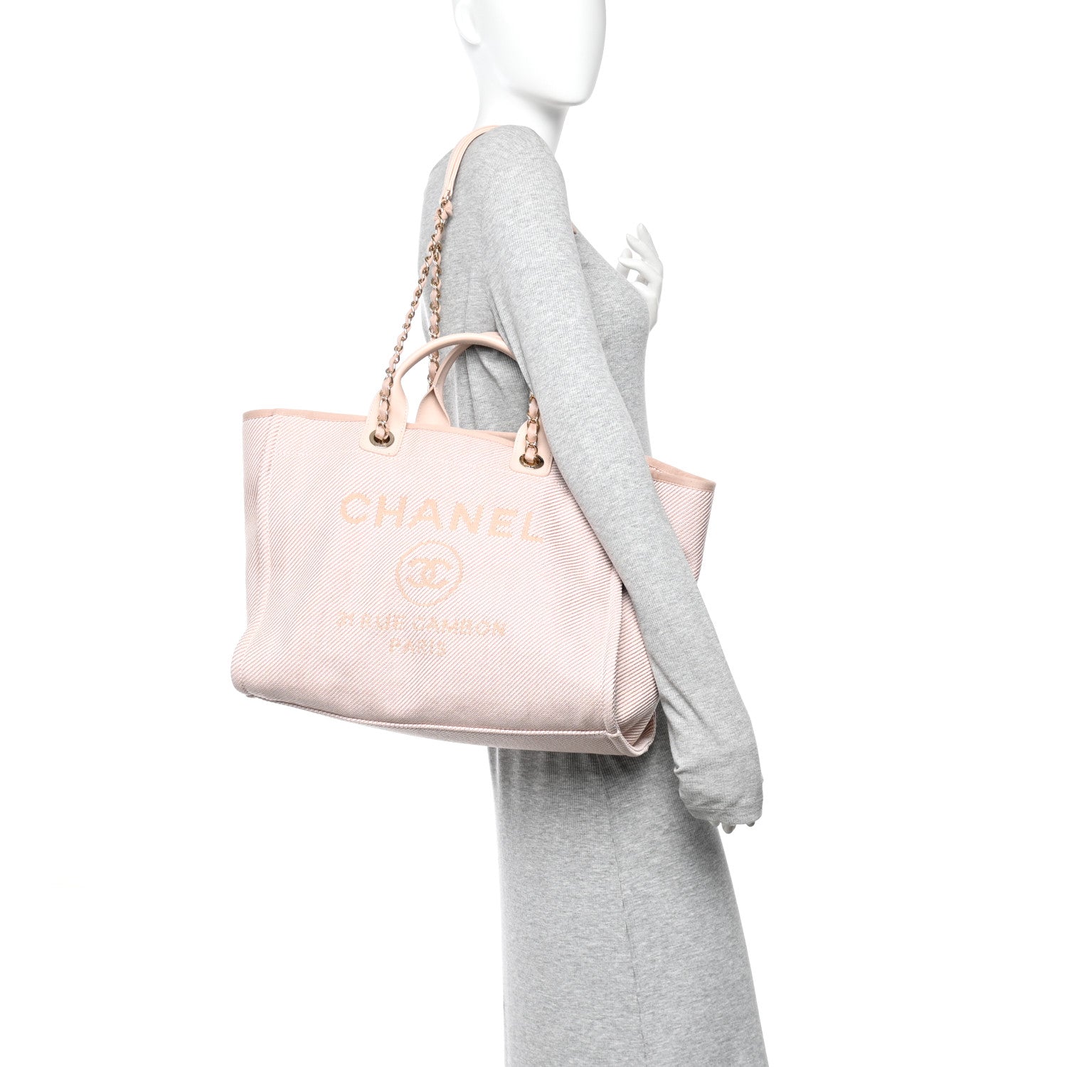 Chanel Mixed Fibers Calfskin Medium Deauville Tote Beige 2 of 10