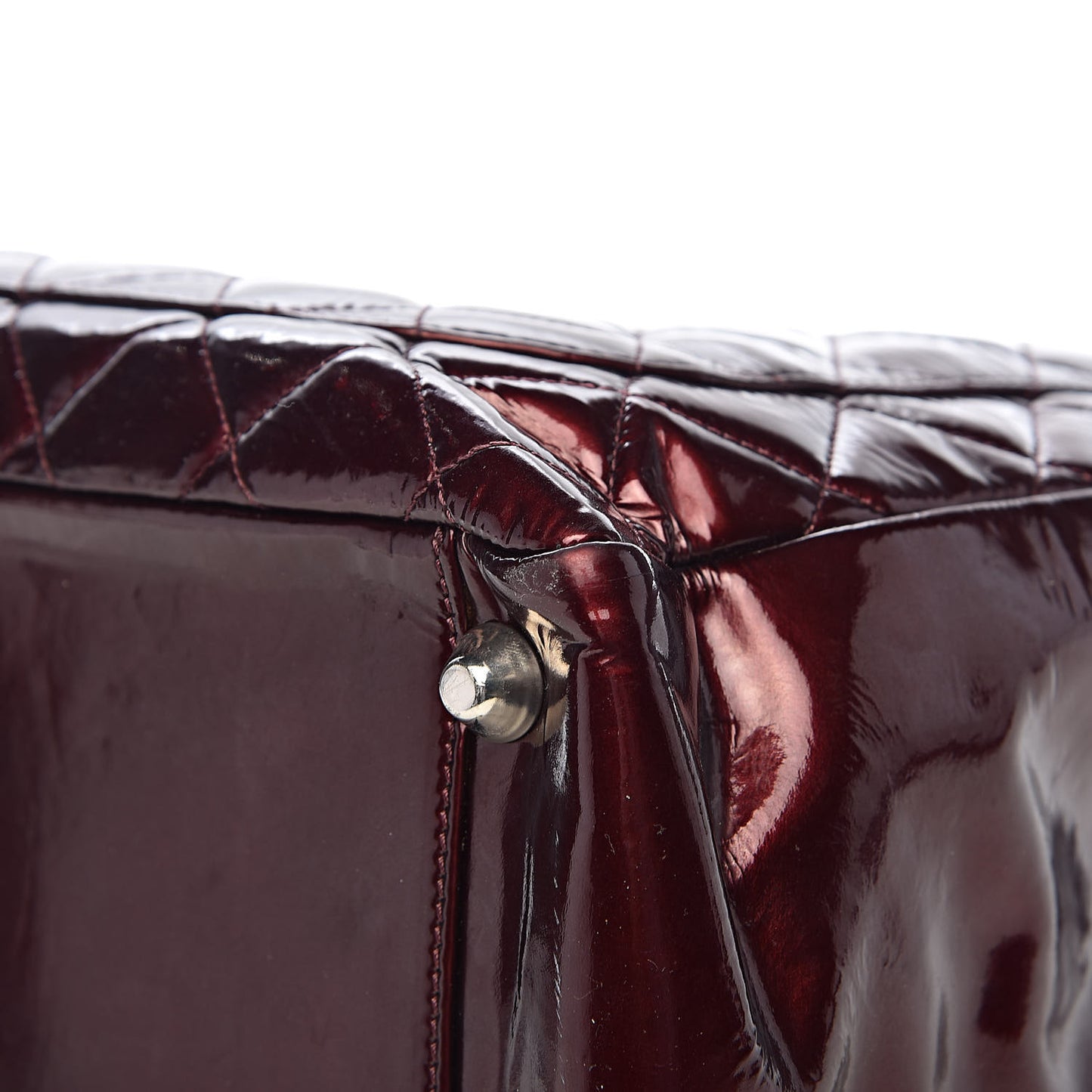 Patent Quilted Grand Shopping Tote GST Dark Bordeaux
