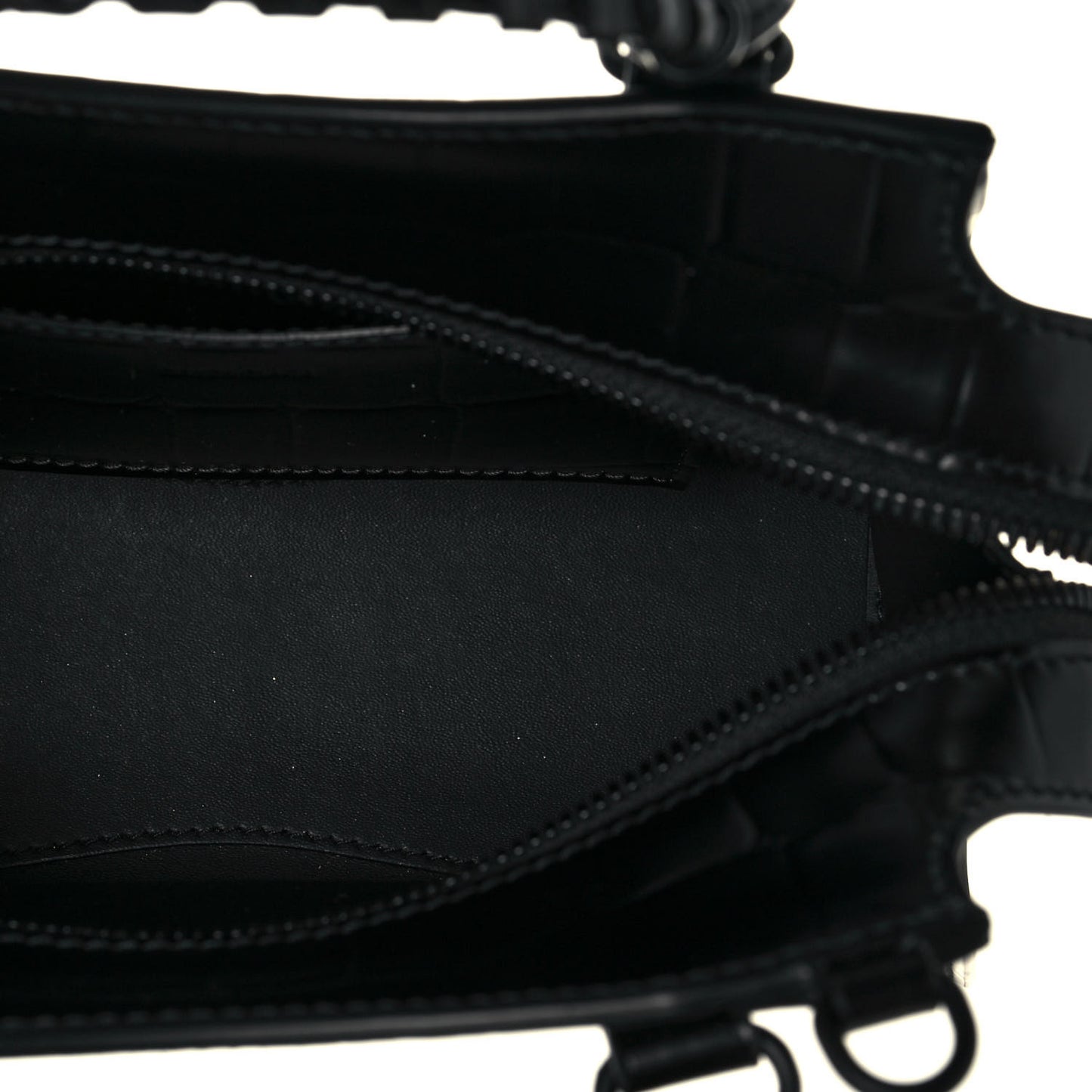 Semi Shiny Calfskin Crocodile Embossed Neo Classic Black Hardware Mini City Black