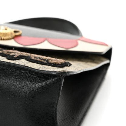 Gucci GG Supreme Monogram Goatskin Pearl Embroidered Medium Fox Broche Top Handle Bag Beige Ebony Black Hibiscus Red Mystic White 13 of 17