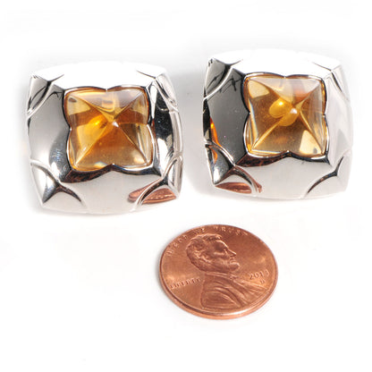 Bulgari BVLGARI 18k White Gold Piramide Citrine Earrings 2 of 9
