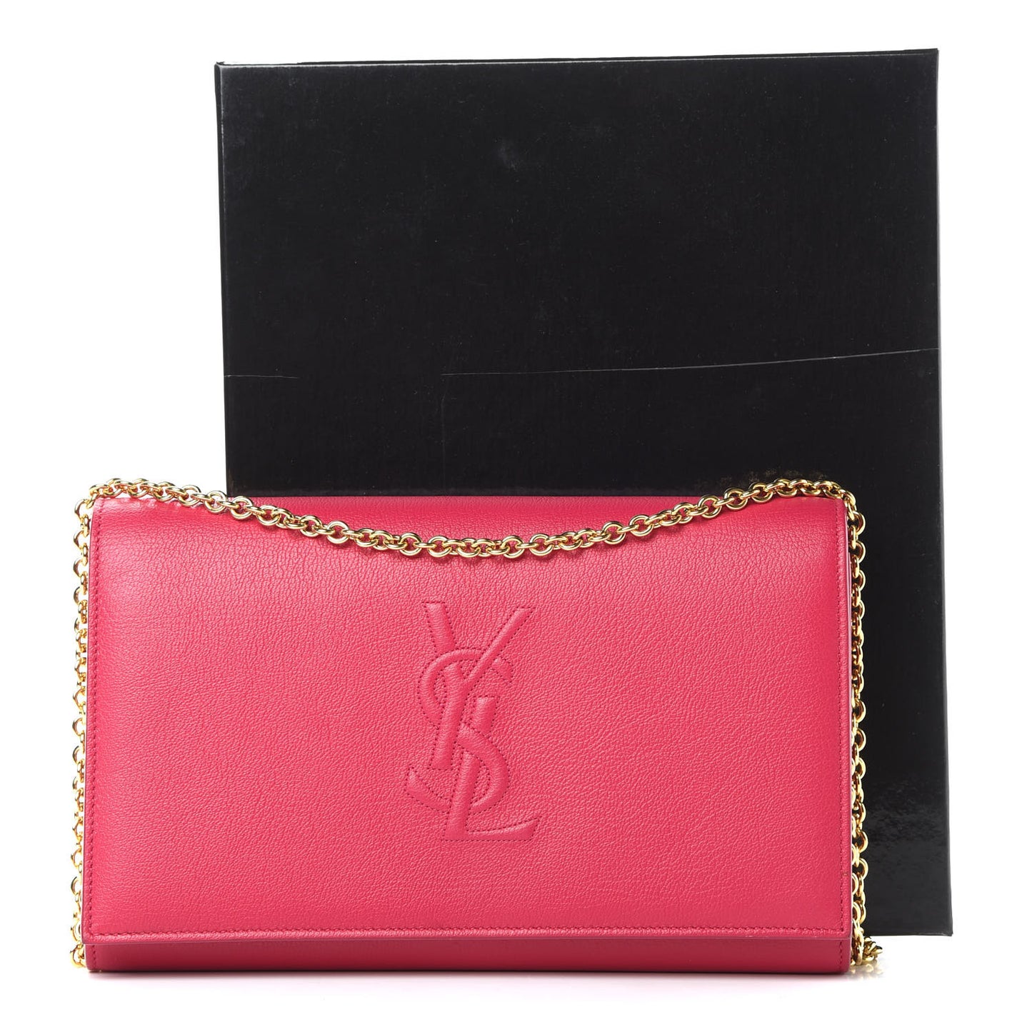 Calfskin Belle de Jour Chain Clutch Fuchsia