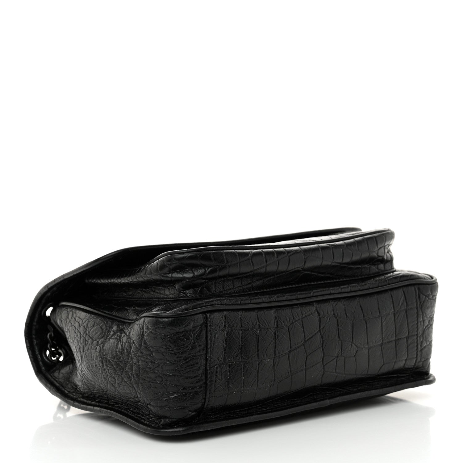 Saint Laurent Crocodile Embossed Lambskin Monogram Medium Niki Chain Satchel Black 4 of 11