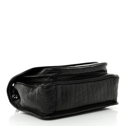 Saint Laurent Crocodile Embossed Lambskin Monogram Medium Niki Chain Satchel Black 4 of 11