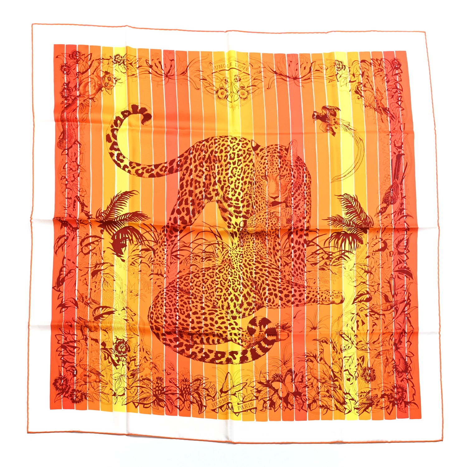 Hermes Silk Carre Jungle Love Rainbow Scarf 90 1 of 6