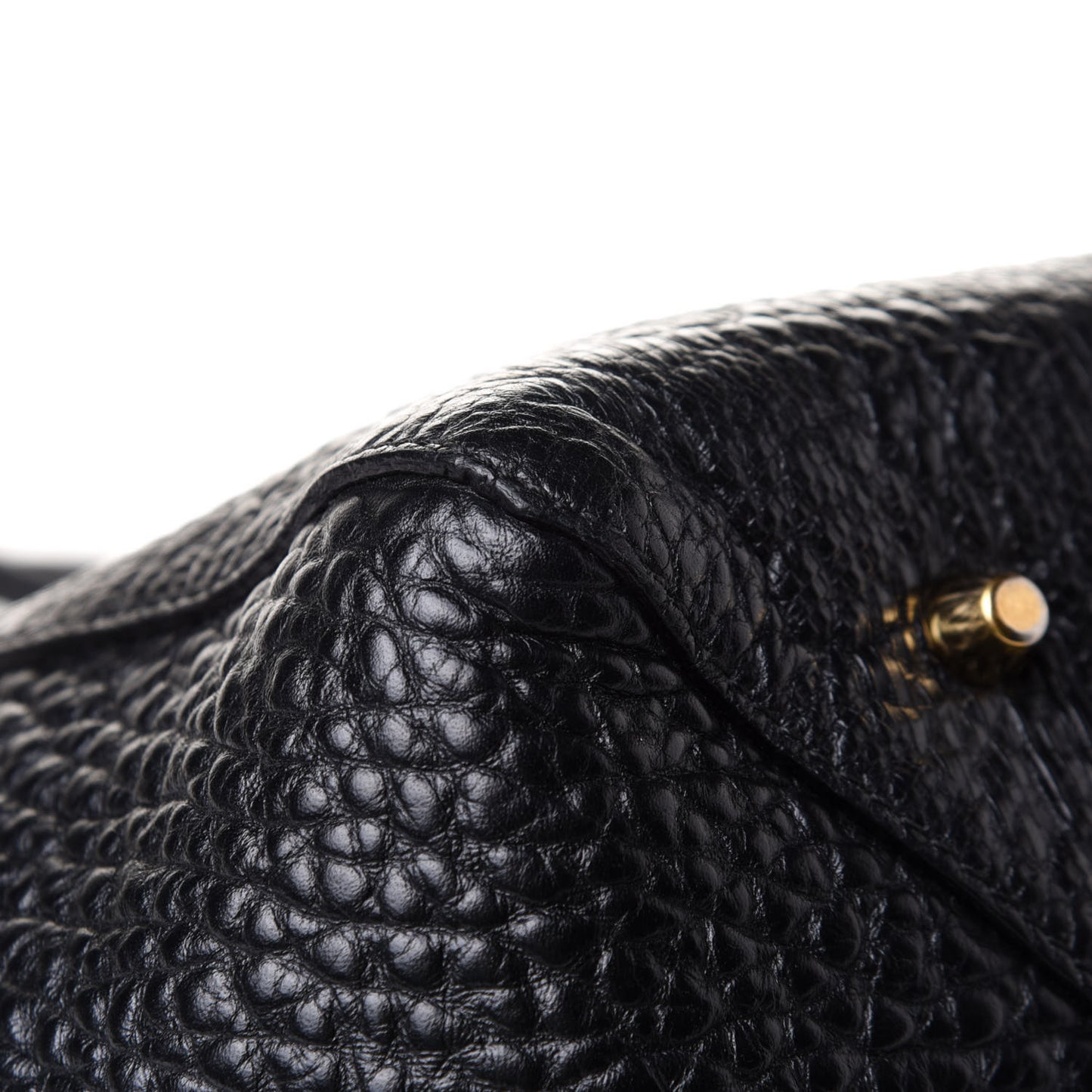 Signature Grain Calfskin Check Embossed Small Canterbury Tote Black