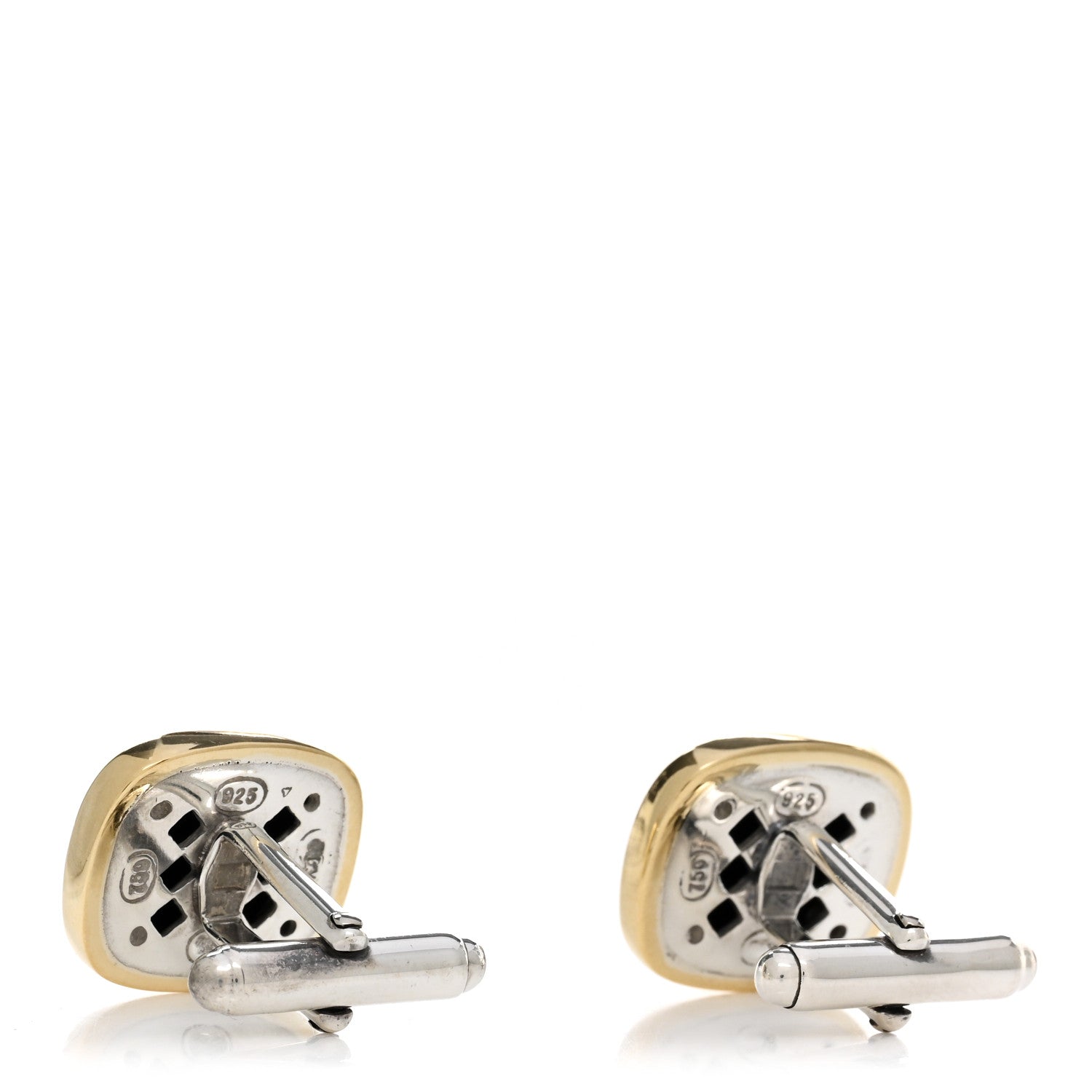 David Yurman Sterling Silver 18K Yellow Gold Black Onyx Albion Cufflinks 3 of 5
