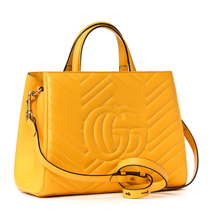 Gucci Calfskin Matelasse Small GG Marmont Tote Stone Topaz 2 of 4