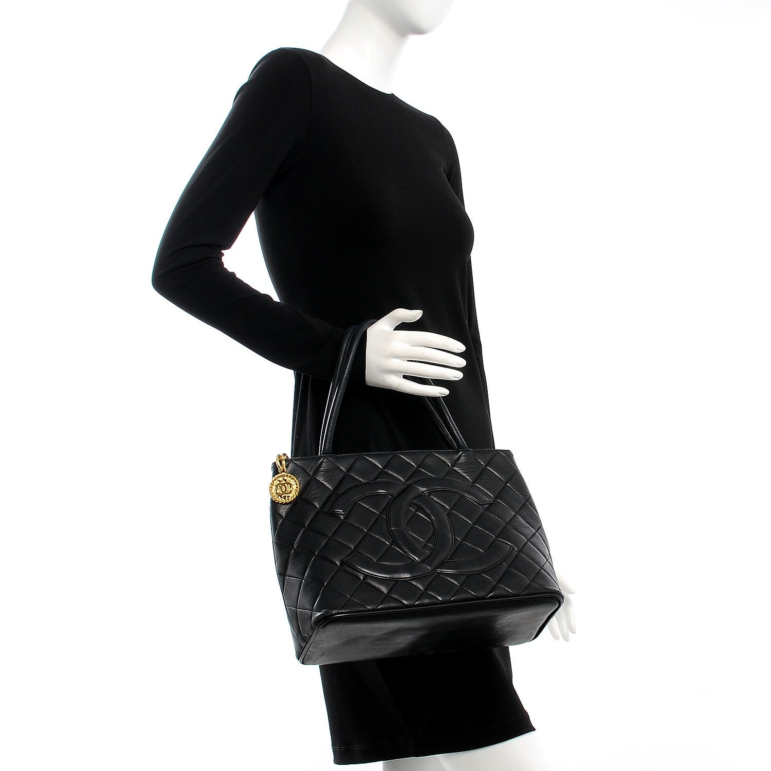 Chanel Lambskin Quilted Medallion Tote Black 2 of 15