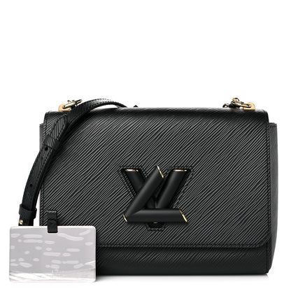 Louis Vuitton Epi Twist Shoulder Bag MM Matte Black Gold 1 of 9