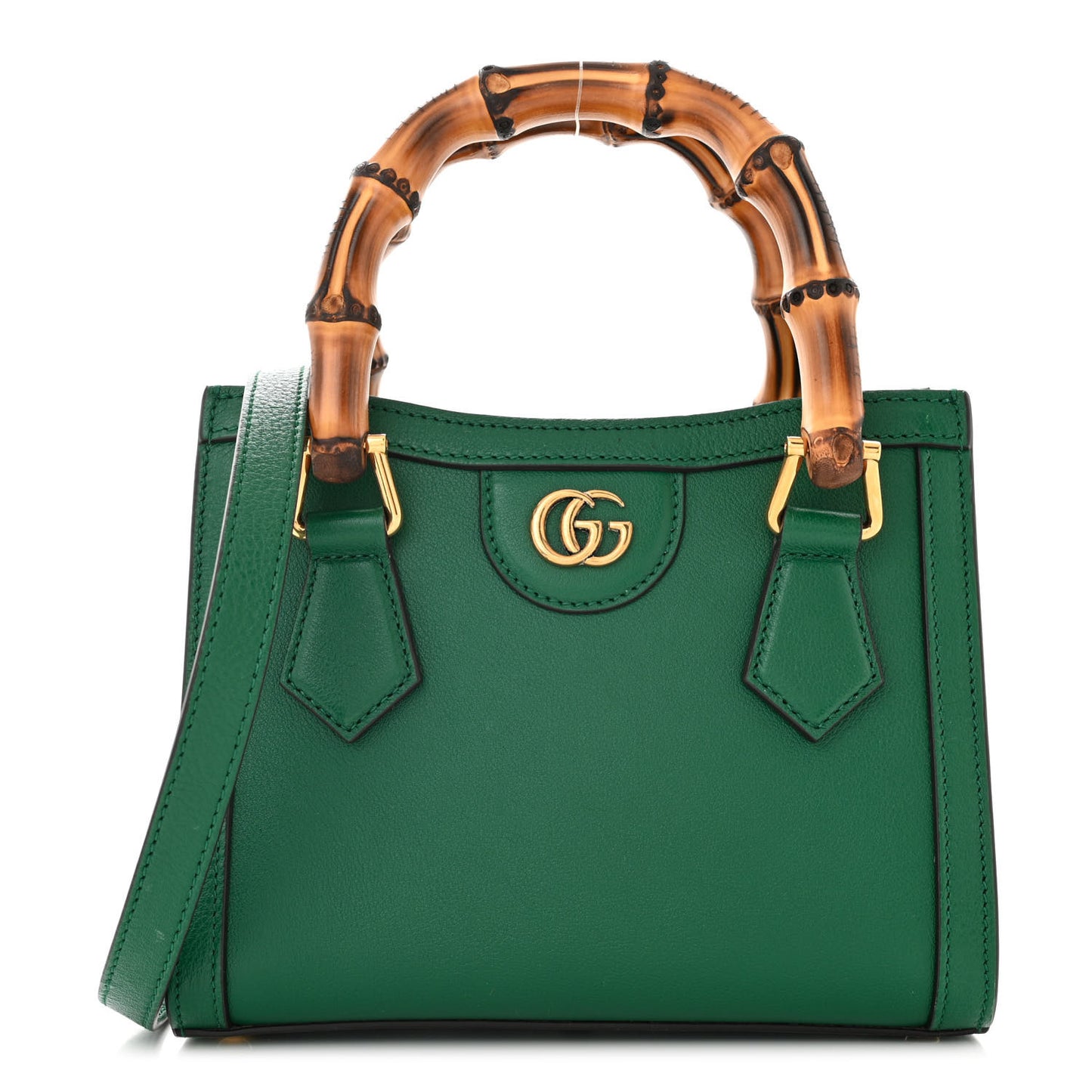Wonka Grain Calfskin Mini Diana Tote Bag Green Yellow Fluo