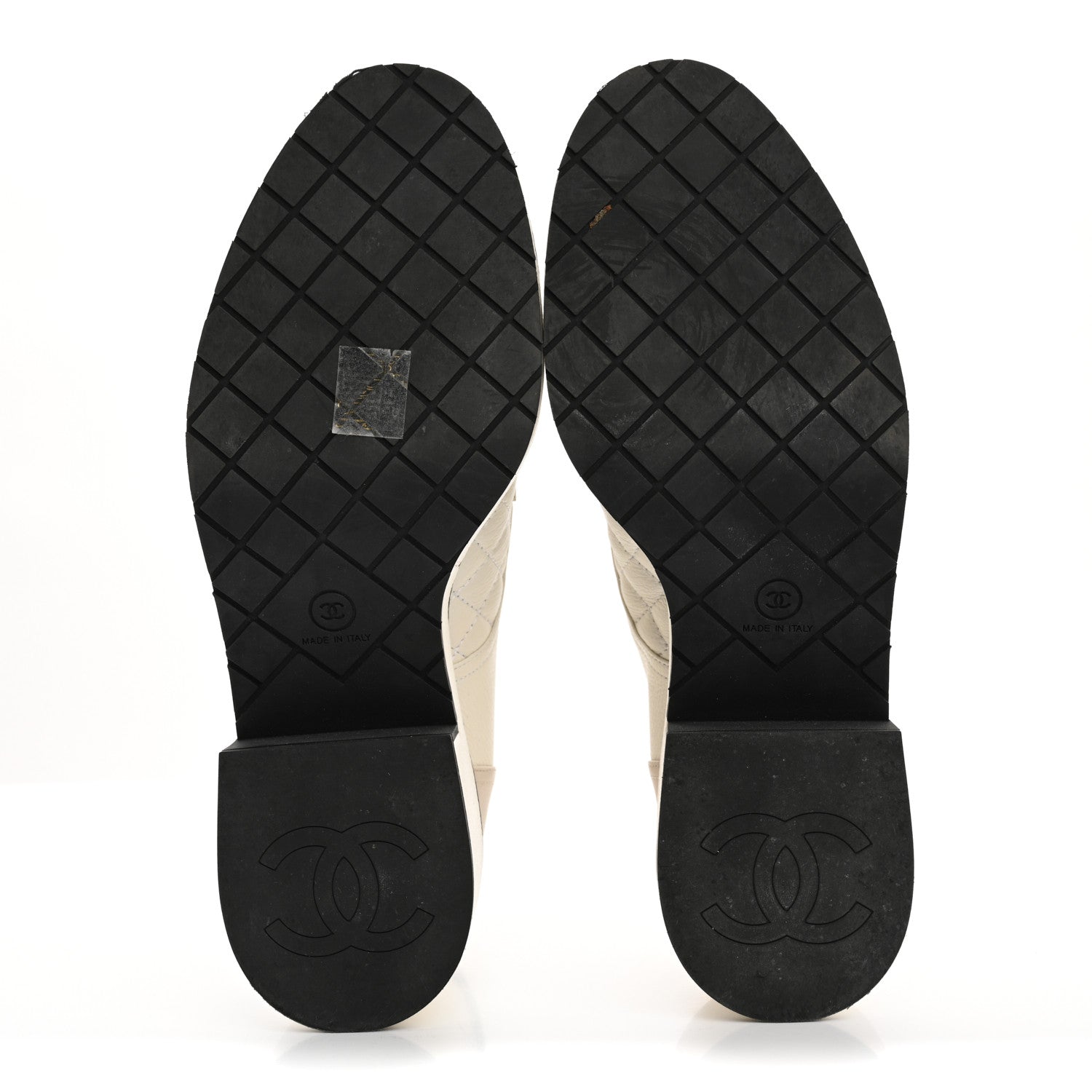 Chanel Pearly Calfskin Patent Calfskin Quilted Lace Up Boots 41 White Light Gray Black 6 of 14
