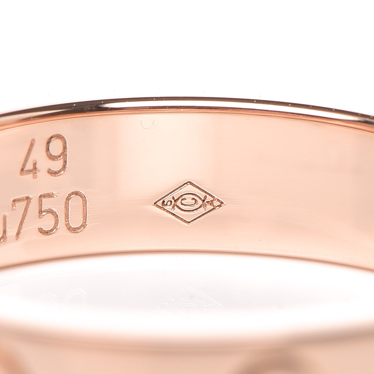 18K Pink Gold Diamond LOVE Wedding Band Ring 49 4.75