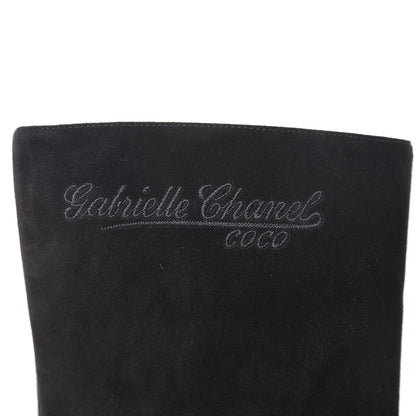 Chanel Suede Calfskin Satin Gabrielle Cap Toe Short Boots 37 Black 6 of 10