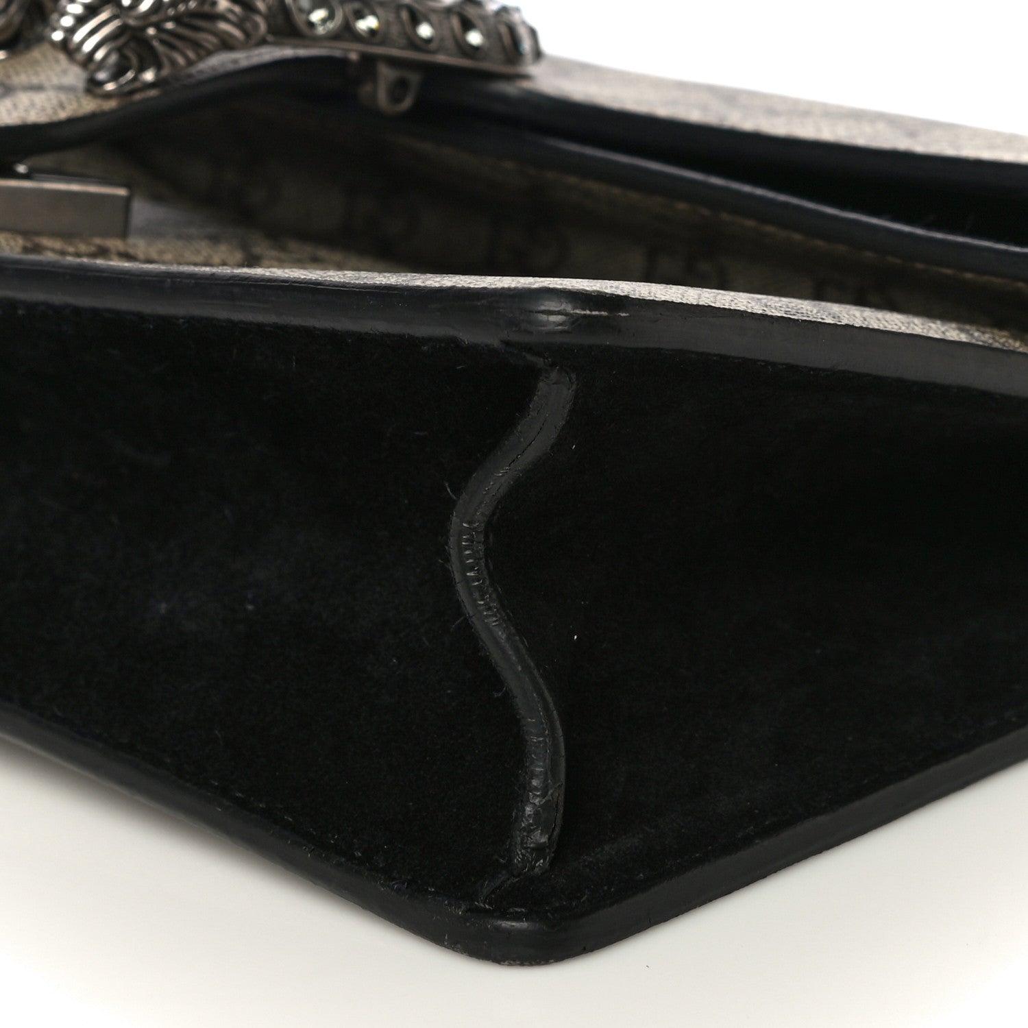 Gucci GG Supreme Monogram Suede Crystal Small Dionysus Shoulder Bag Beige Ebony Black 10 of 13