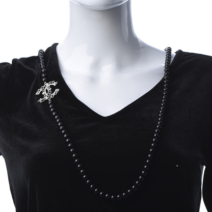 Chanel Ruthenium Baguette Crystal CC Beaded Long Necklace Black 2 of 5