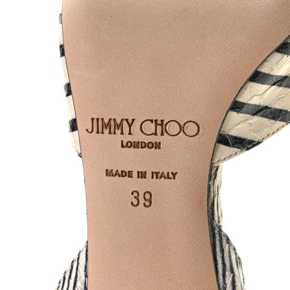 Jimmy Choo Elaphe Striped Tilly 100 Pumps 39 Black Off White 11 of 11