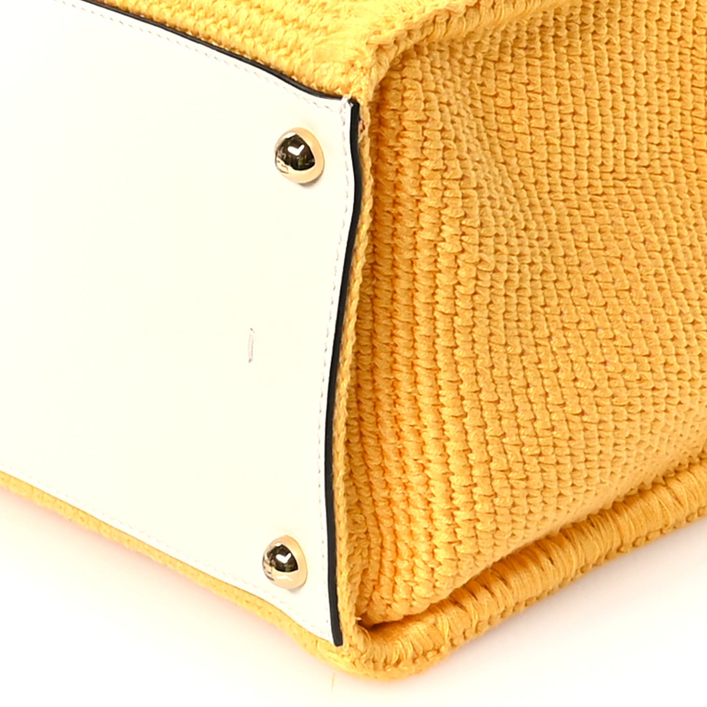 Crochet Vitello King Logo Plexiglass Medium Fendi Sunshine Shopper Tote Mimosa Panna