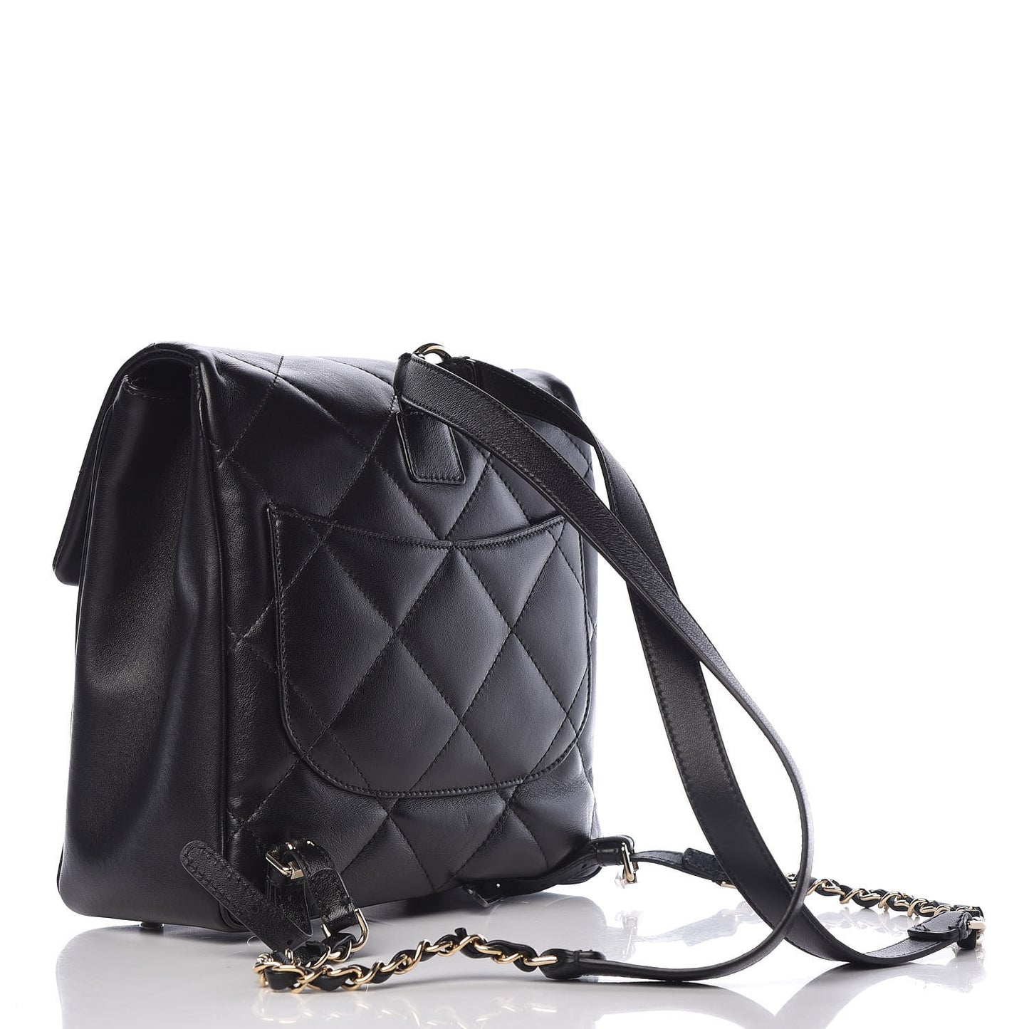 Lambskin Quilted Chain Backpack Black