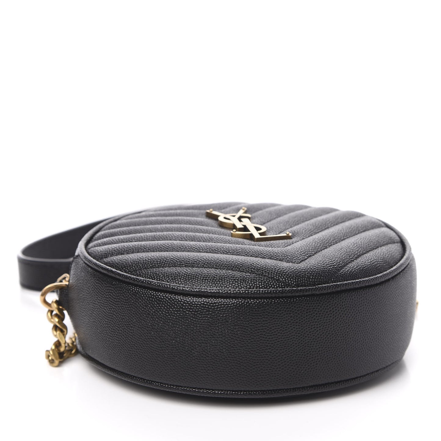 Grain De Poudre Matelasse Chevron Quilted Round Vinyle Camera Bag Black