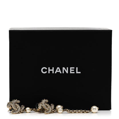 Chanel Pearl CC Chain Drop Earrings Gold 5 of 5