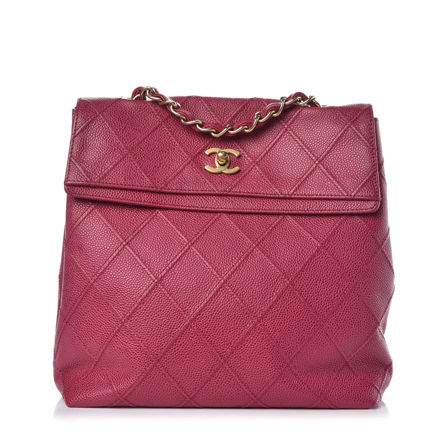Chanel Caviar Diamond Stitched Shoulder Bag Dark Pink 1 of 15