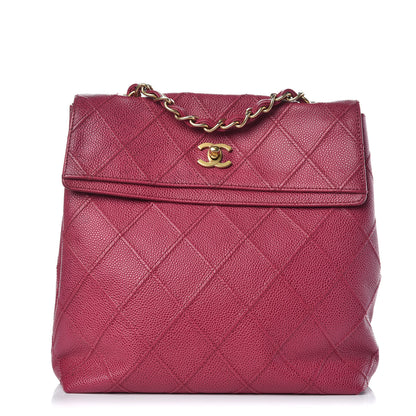 Chanel Caviar Diamond Stitched Shoulder Bag Dark Pink 1 of 15