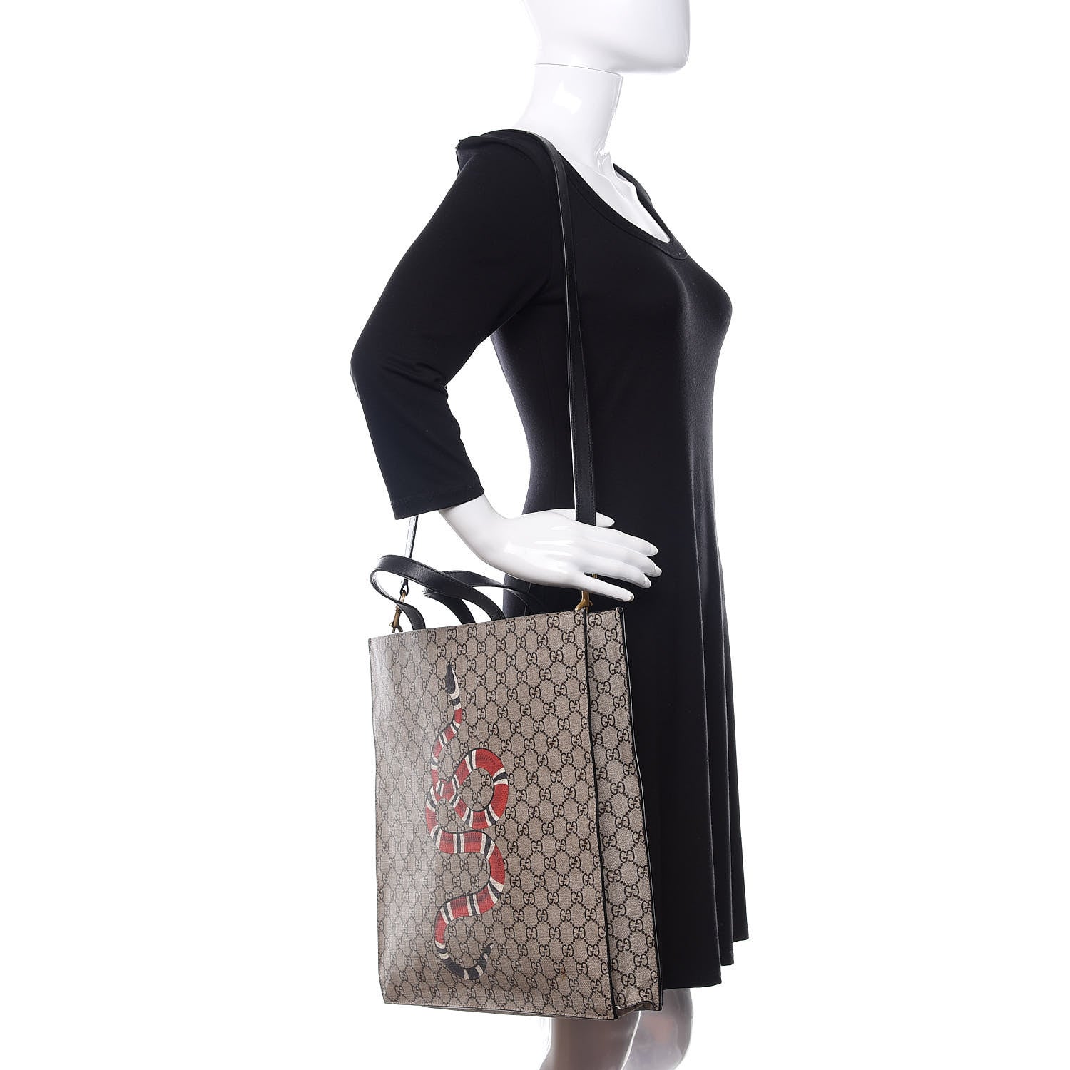 Gucci Soft GG Supreme Monogram Kingsnake Vertical Tote Black 2 of 11