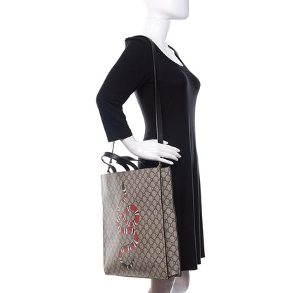 Gucci Soft GG Supreme Monogram Kingsnake Vertical Tote Black 2 of 11