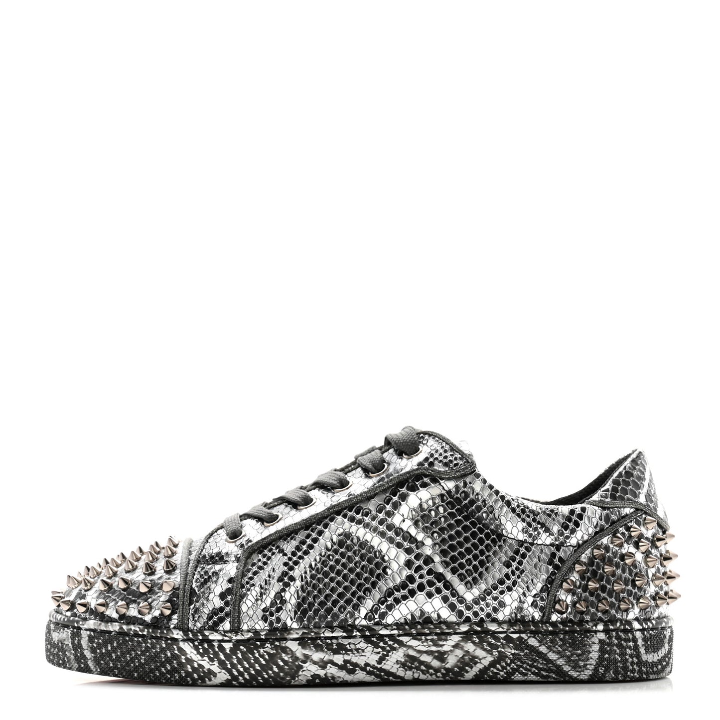 Calfskin Snake-Effect Seavaste Flat Sneakers 42 Silver